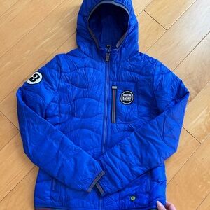 Blue Hooded Puffer Jacket